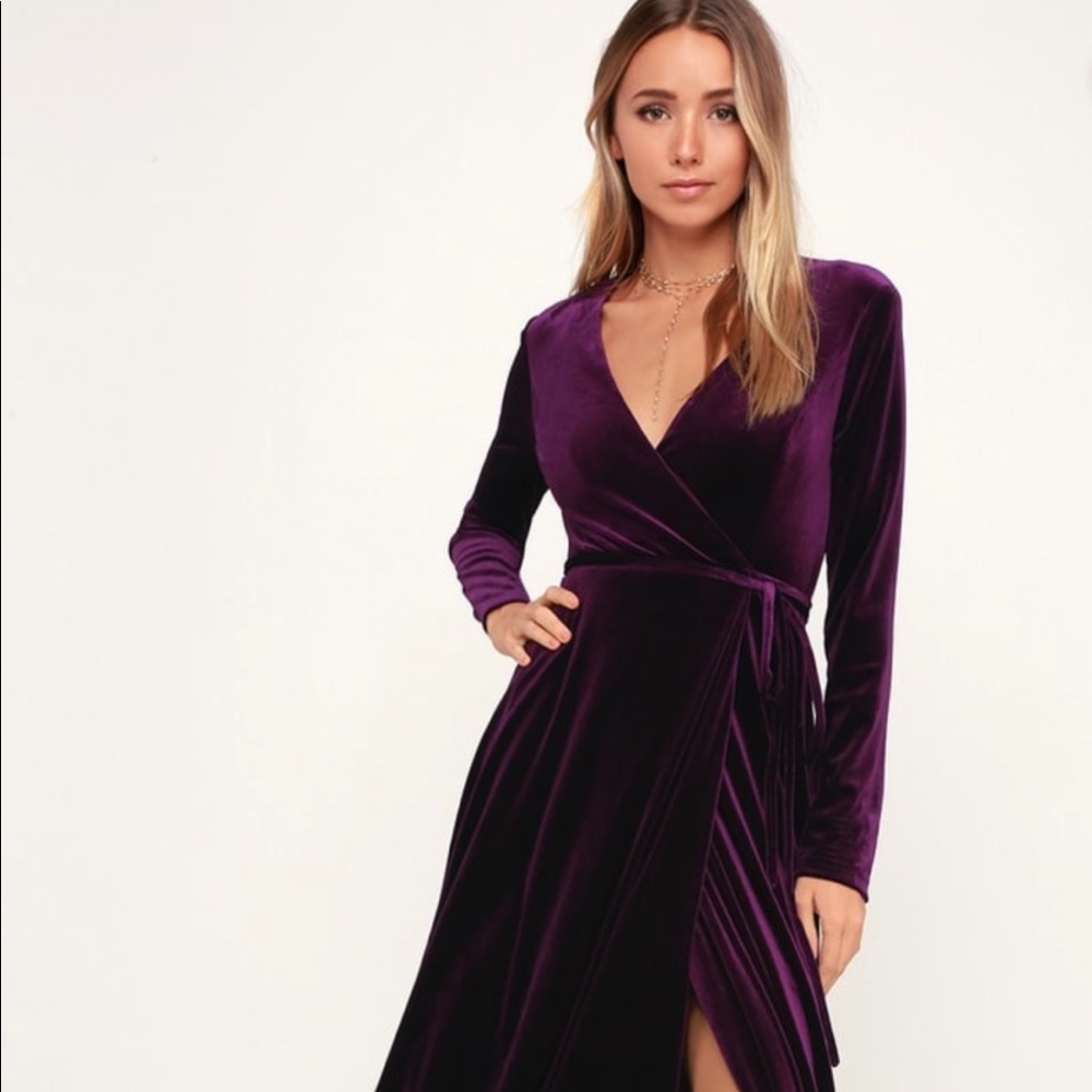 Plum Velvet Long Sleeve Maxi Dress